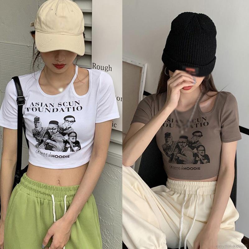 Áo Croptop Ngắn Tay In Họa Tiết Xinh Xắn Theo Phong Cách Hàn Quốc Dành Cho Nữ | BigBuy360 - bigbuy360.vn