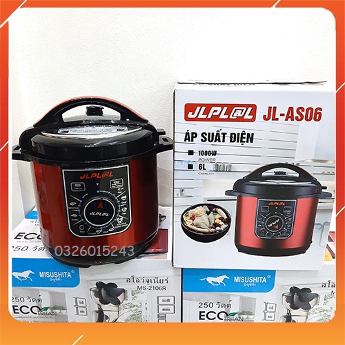 Nồi Áp Suất Điện Đa Năng 6L JIPLAI JL-AS06 - Công nghệ Thái Lan - Nắp Rời, Tặng Kèm Vỉ Hấp - Công Su