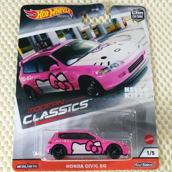 HOT WHEELS Mô Hình Đồ Chơi Xe Hơi Honda Civic Eg Hello Kitty