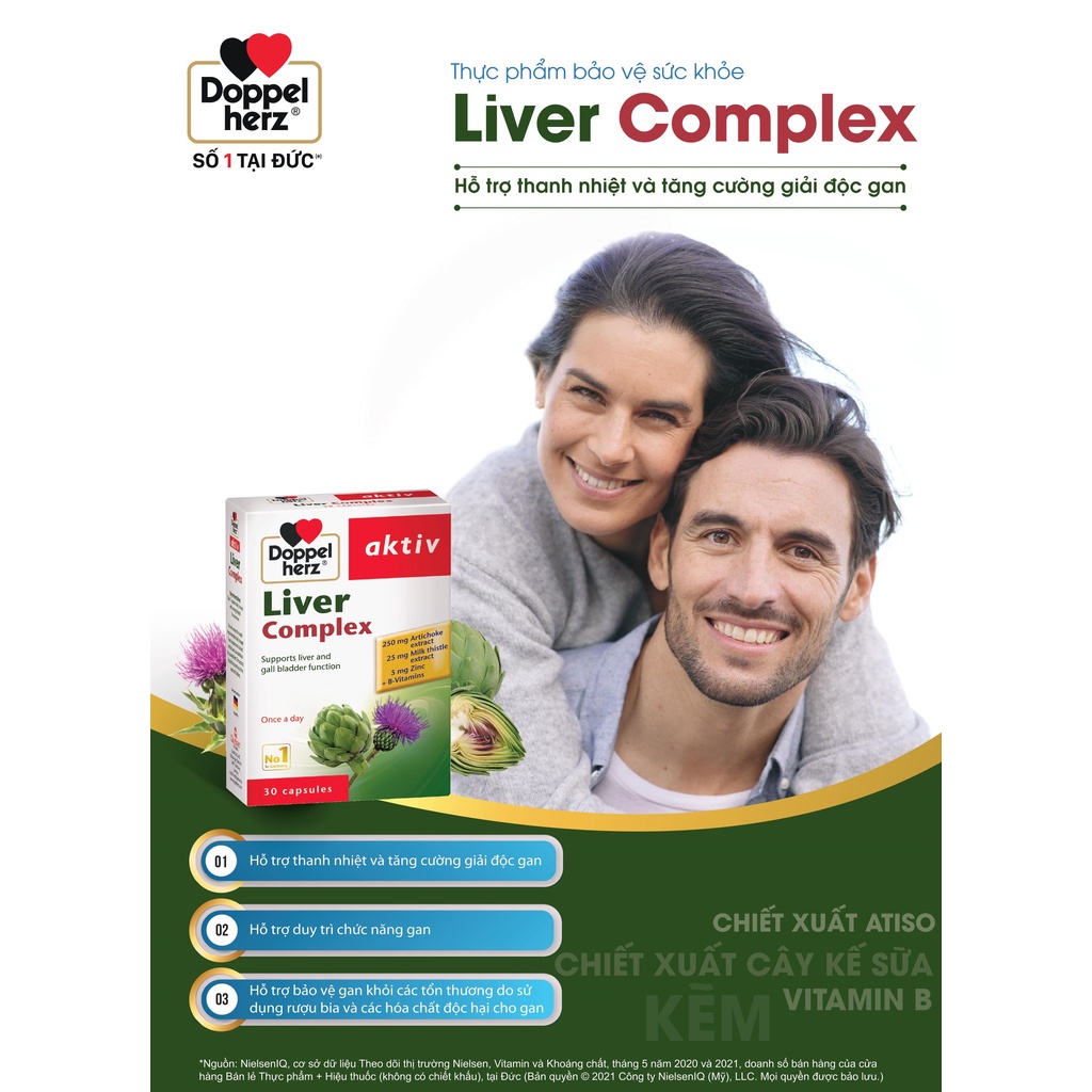 Bộ đôi giải độc gan, hạ men gan, tăng cường sức khỏe nam giới Doppelherz Liver Complex + Active Men Plus (2 hộp 30 viên)