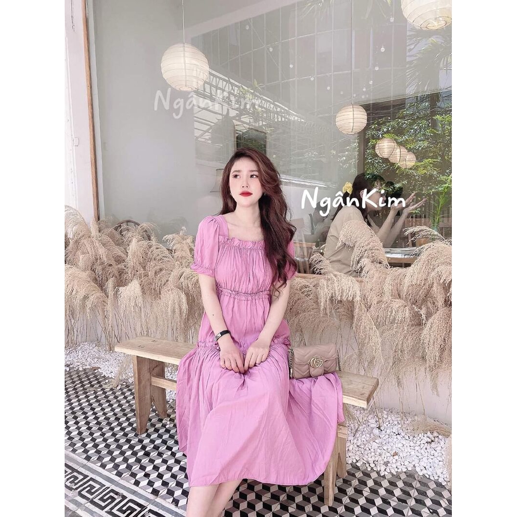 VÁy trễ vai baby doll tầng mặc đc 2 kiểu