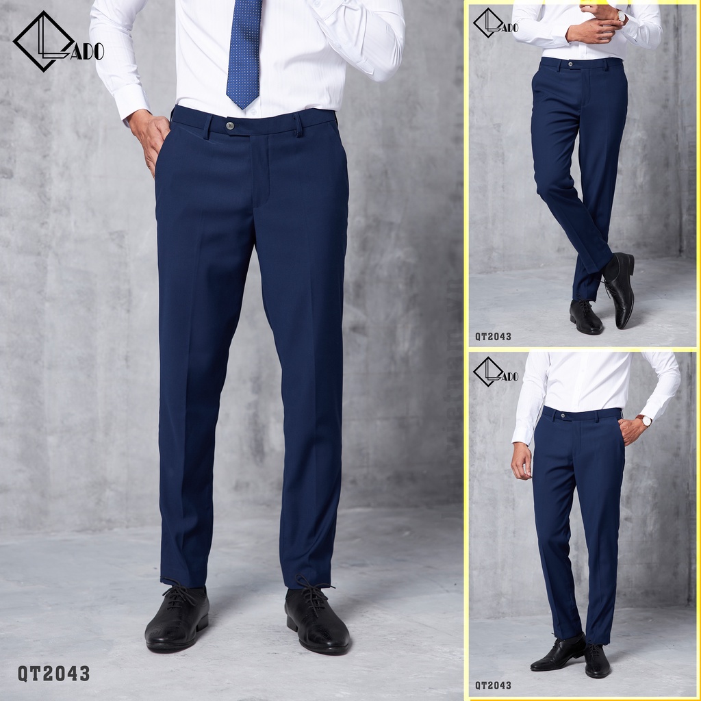 Quần Tây Nam co giãn nhẹ LADO chất mỏng nhẹ Màu Xanh Navy 2043