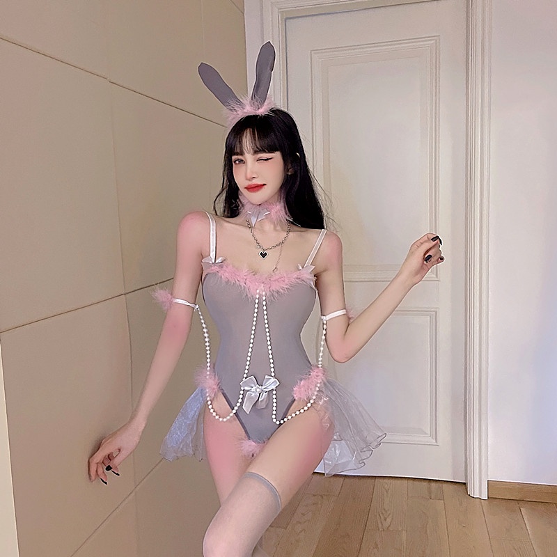 Cosplay thỏ bunny playboy gợi cảm - váy ngủ 2 dây bodysuit hóa trang sexy