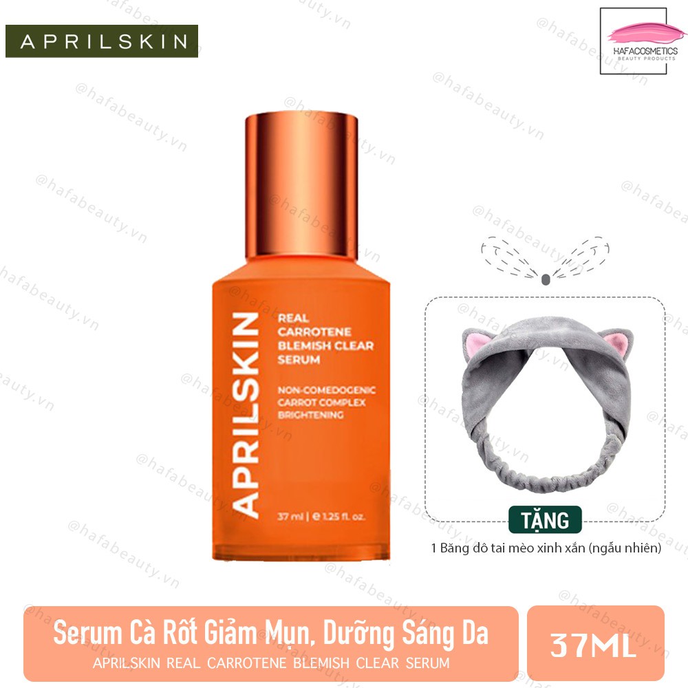 Tinh Chất Giảm Mụn Phục Hồi Sáng Da Sau Mụn Chiết Xuất Cà Rốt AprilSkin Real Carrot Serum 37ml+ Tặng 1 băng đô tai mèo