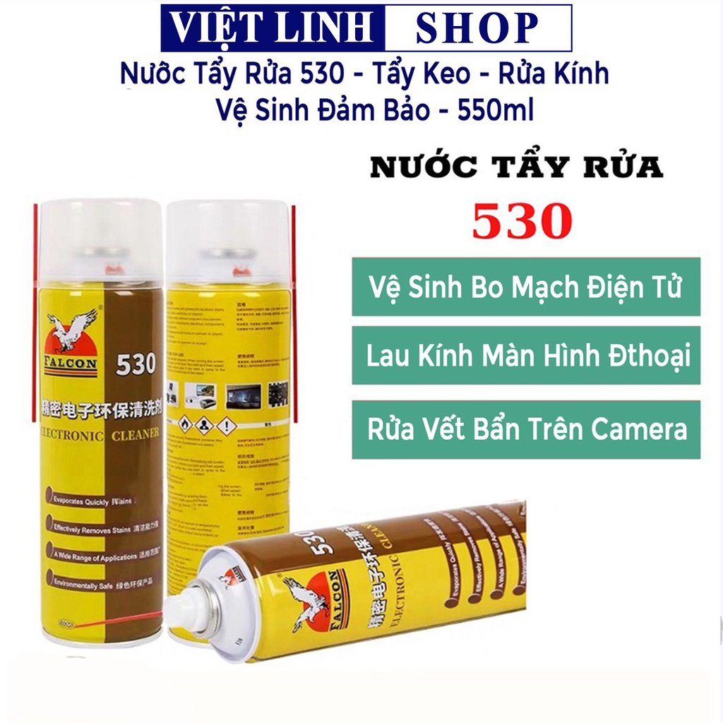 Bình Xịt Nước Tẩy Keo Falcon 530 - Lau linh kiện đồ điện tử siêu sạch