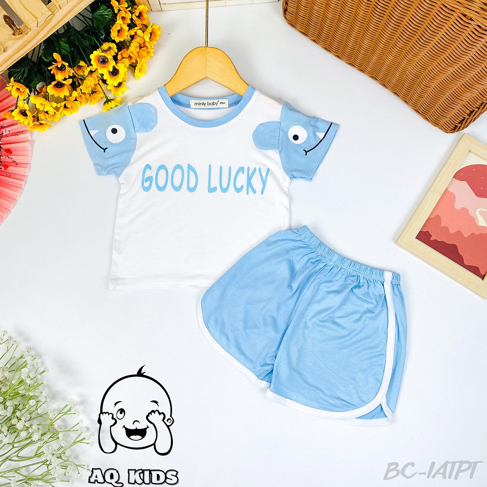 [Bé 7-30kg] Bộ Quần áo Cộc Tay Bé Trai, Bé Gái MINLYBABY, Thiết Kế Phối Tai Thỏ, Quần Vát Dễ Thương Unibaby - BCIATPT