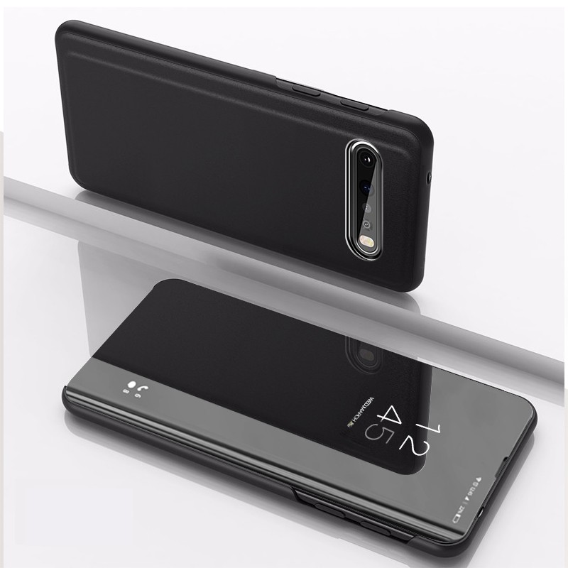 Bao da LG Ốp lưng điện thoại dạng gương LG V60 ThinQ 5G vỏ BẢO VỆ Clear Smart Mirror View Flip Leather Case Stand holder Hard Protection shell Cover