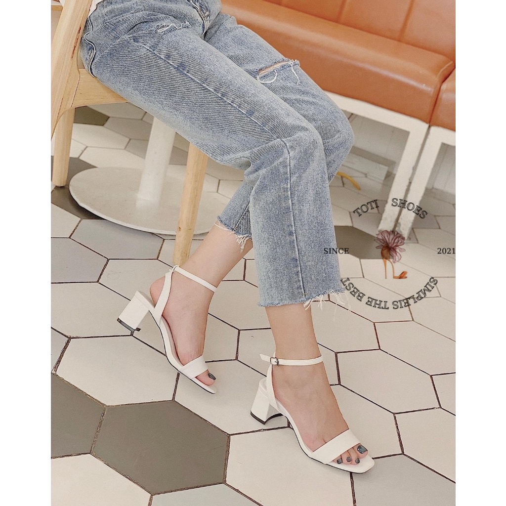 GIÀY CAO GÓT TOTIIE SHOES - SANDAL NỮ QUAI TRƠN MŨI VUÔNG - GIÀY THỜI TRANG ĐẾ VUÔNG 5 PHÂN G2204120