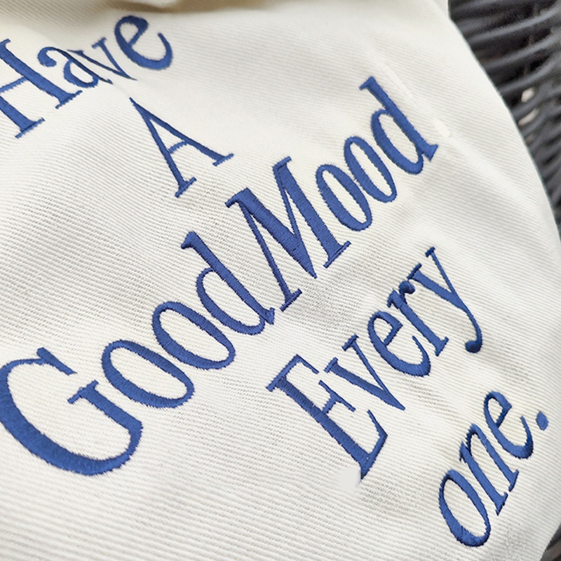 Youyo Túi Xách Tote Canvas Cỡ Lớn Thêu Chữ Màu Xanh Dương Cho Nữ Sinh Nhật Bạn Bè