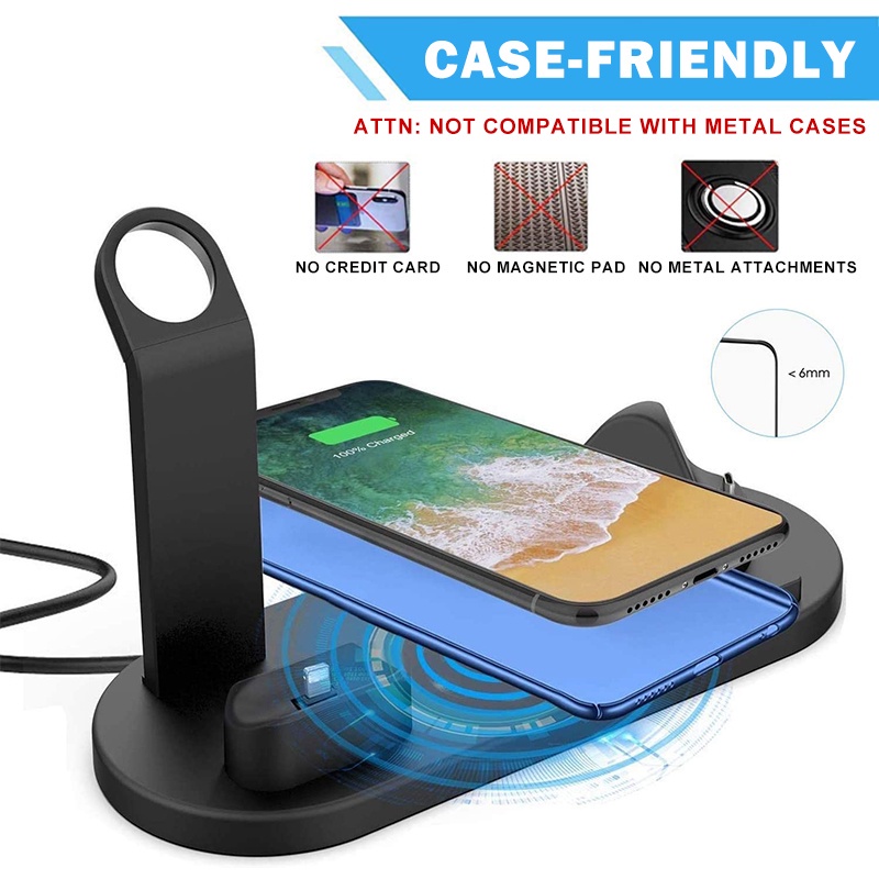 Đế sạc không dây MIONE 3/ 4 trong 1 15W sạc nhanh iPhone Android Type C thích hợp cho đồng hồ thông minh bluetooth