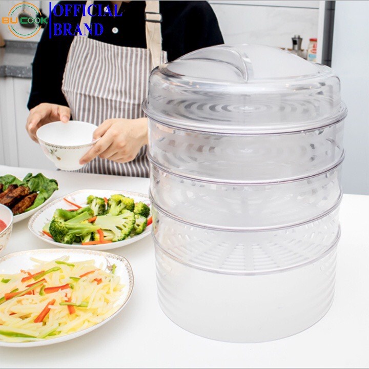 Lồng Bàn Đa Tầng, Khay Hộp Đậy Thức Ăn 5 Tầng BU COOK - Giữ Nhiệt, Chống Bụi Và Côn Trùng