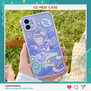 Ốp sugar space cô gái viền tím iPhone Xr 7 8 7 Plus 8 Plus X Xs Xr XsMax iPhone 11 11 Pro 11 Promax Cú Mèo Case