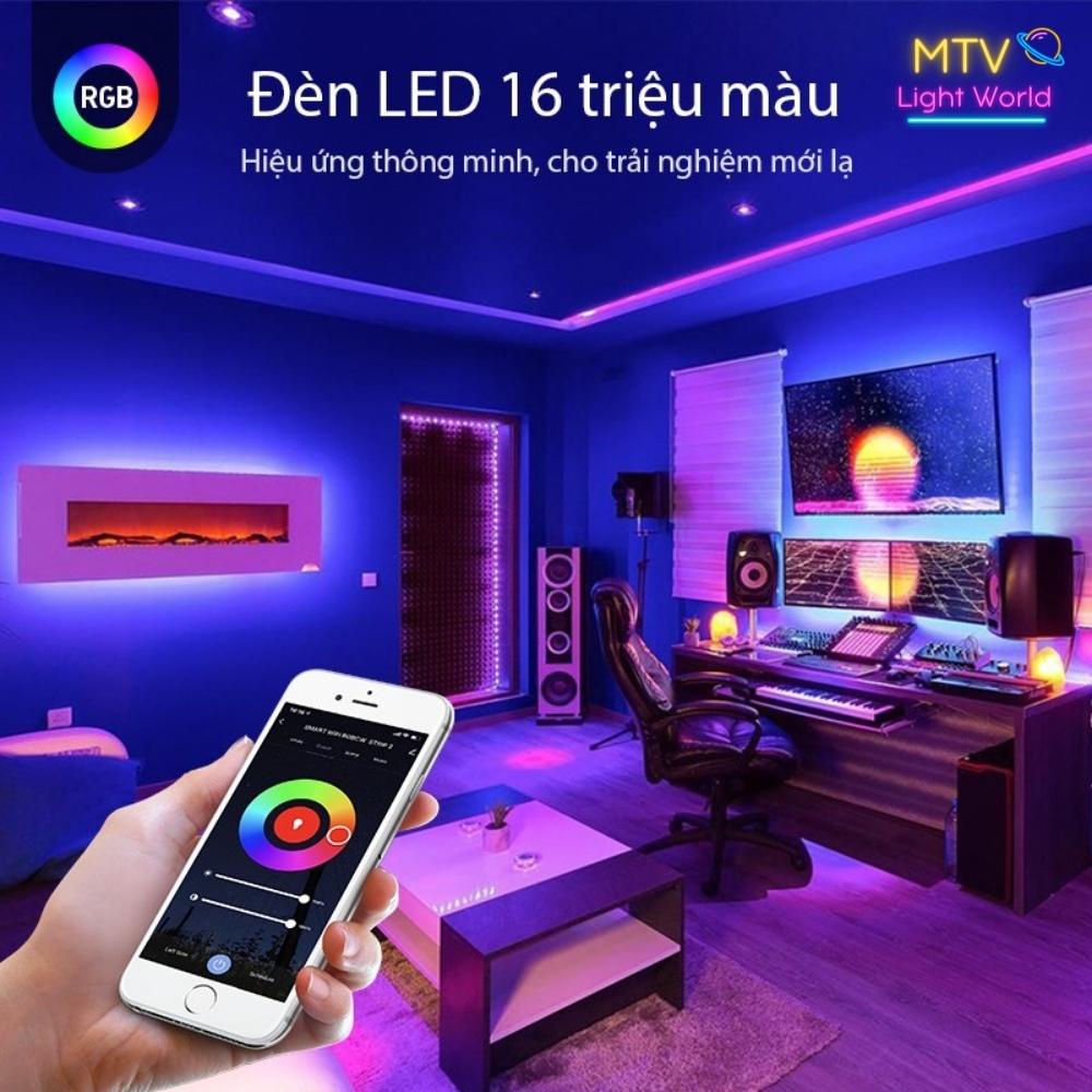 Đèn led trang trí, đèn decor phòng ngủ RGB 5050 16 triệu màu, khiển APP BLUETOOTH - MTV Store