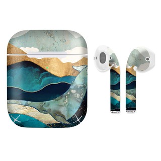 Miếng dán skin cho AirPods in hình Cá voi xanh 2 giả sơn mài - GSM169 (AirPods 1, 2, 3, Pro, Pro 2 TWS i12)