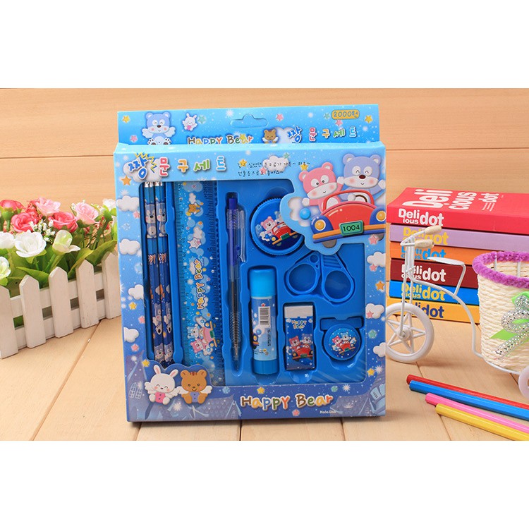 Bộ dụng cụ học sinh 8 món hình chú cún siêu xinh cho bé trai