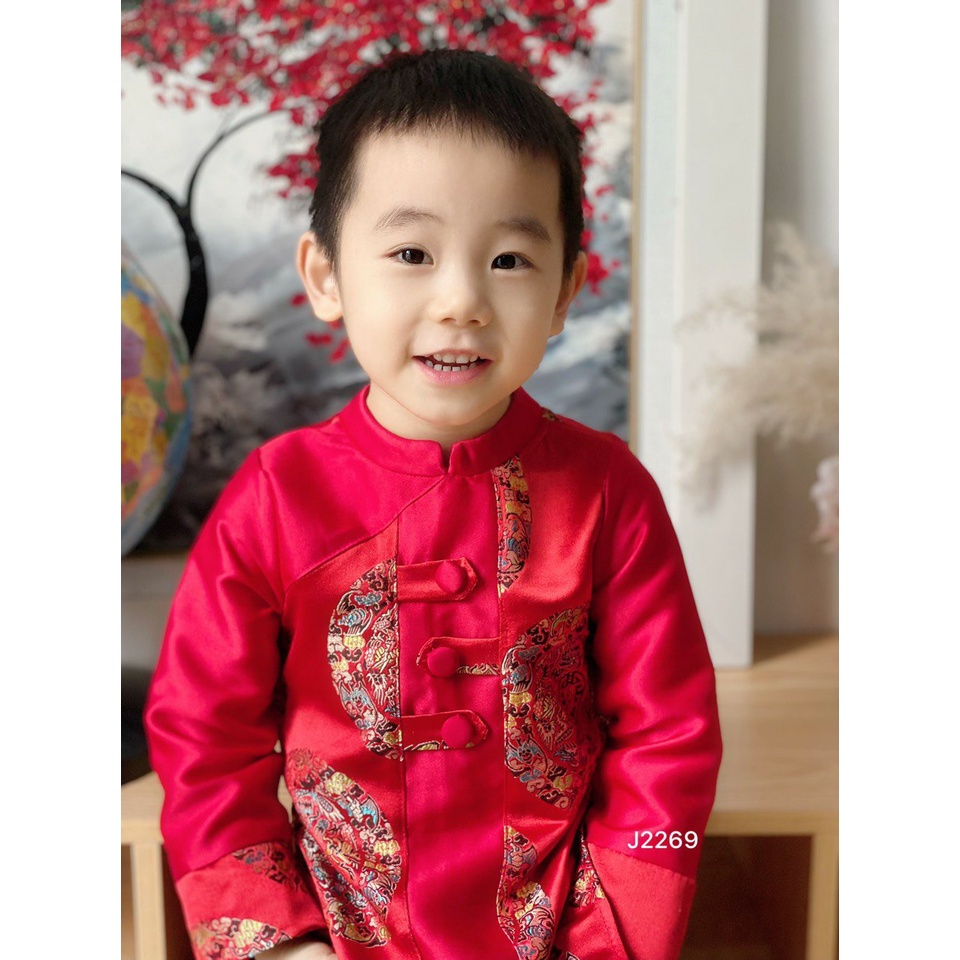 Áo dài bé trai, Áo dài Tết cho bé, áo dài cách tân, mẫu mã đẹp 013612