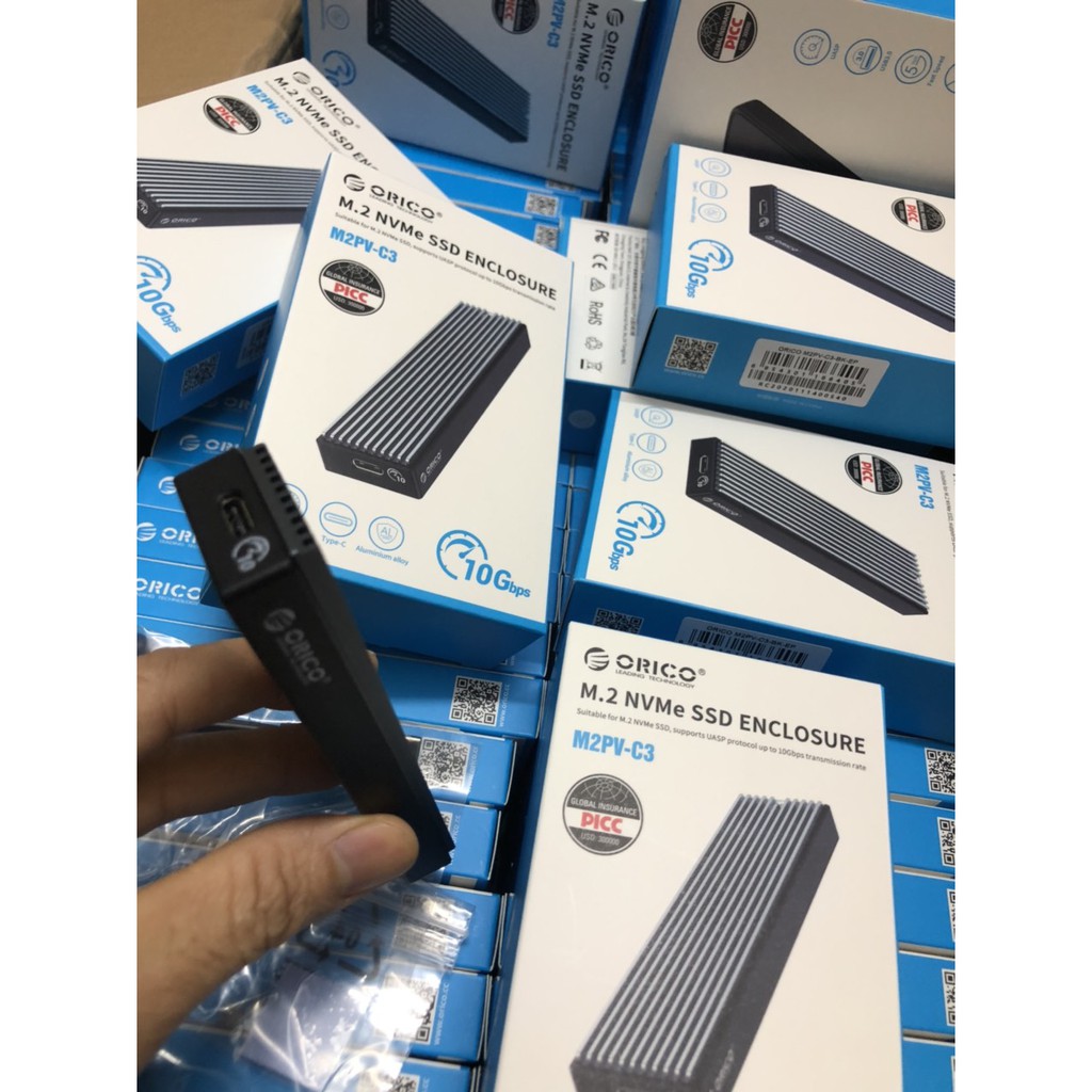 Box Ổ Cứng SSD M.2 NVMe PCIe ORICO M2PV-C3 Chuẩn Kết Nối USB 3.1 Type-C (Biến SSD M2 NVMe thành ổ cứng di động)