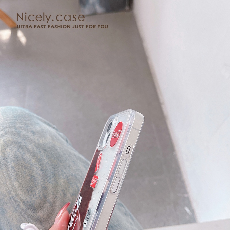 Coca cola Ốp Điện Thoại acrylic Chống Sốc Phối Kim Tuyến Nước Cho iphone 15 plus 14 13 12 11 pro max x xr xs max 6 7 8plus
