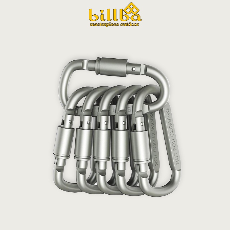 Combo 4 móc khoá chữ D hợp kim nhôm đa năng, móc khoá ren vặn dành đi phượt Carabiner 8cm - Billba Outdoors