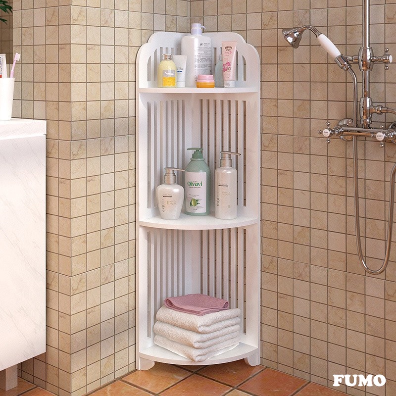 Kệ góc nhà tắm nhà vệ sinh đa năng 3 tầng gỗ PVC cao cấp chống nước FUMO SP020