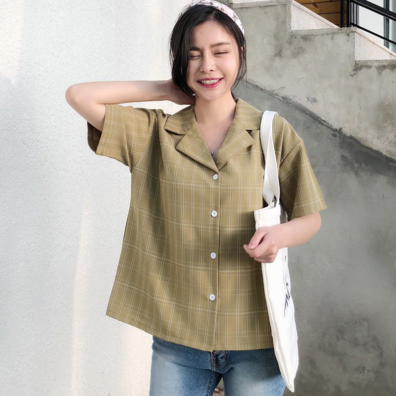 [Baywellfashion]Áo sơ mi kiểu cổ chữ V phối nút thiết kế dáng rộng cho nữ | BigBuy360 - bigbuy360.vn