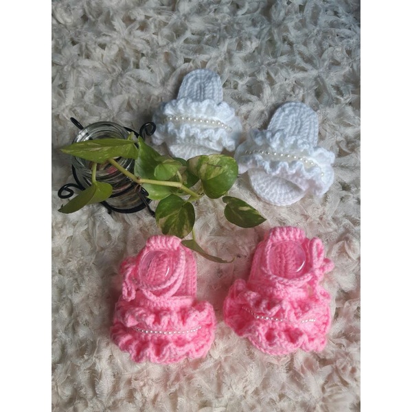 Giày len bèo bé gái sơ sinh 0-18m