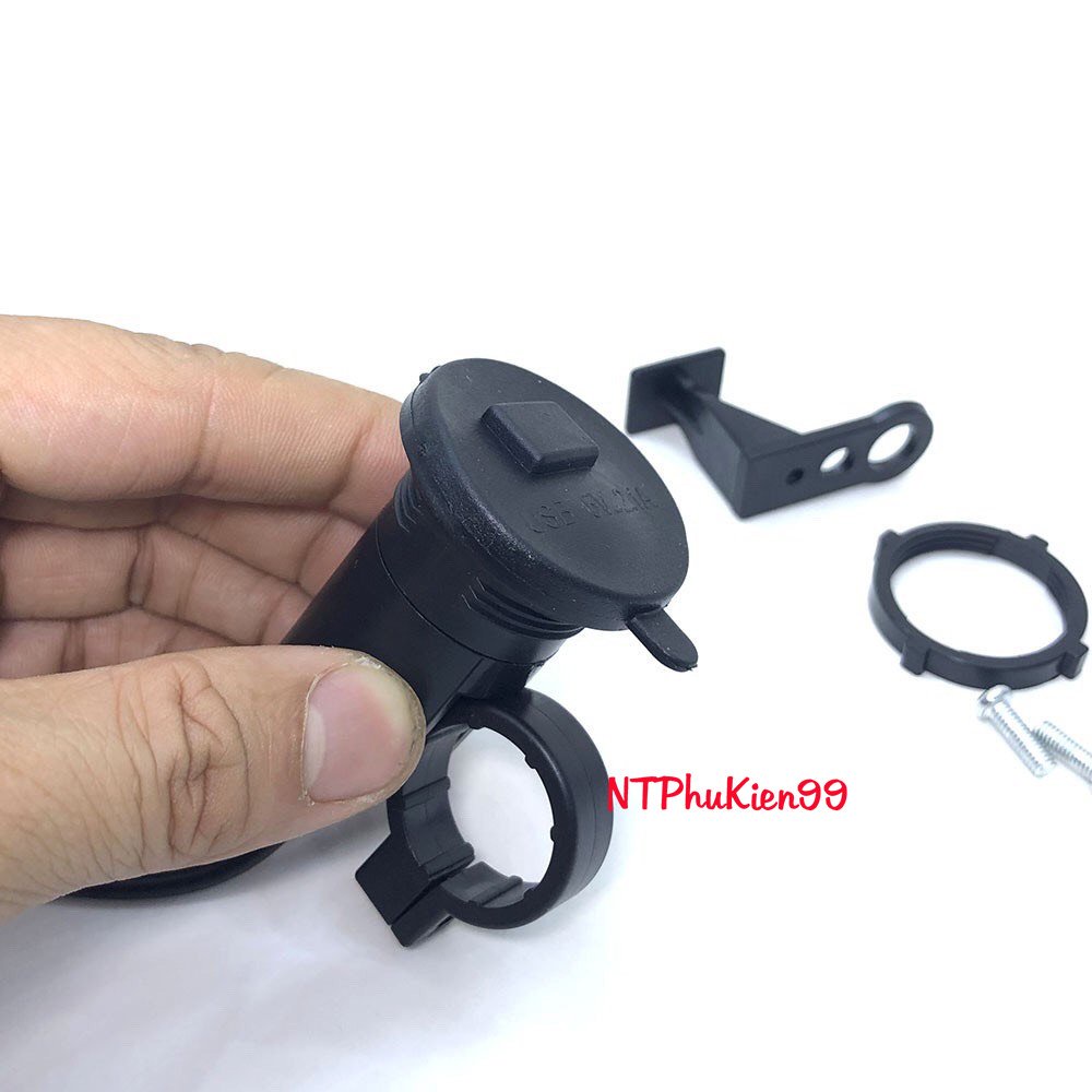 Củ sạc trên xe máy 12-24V cổng USB chống nước