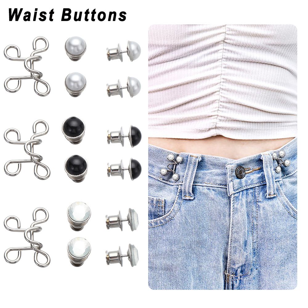 Nút điều chỉnh quần jean đính ngọc trai vô hình có thể tháo rời diy