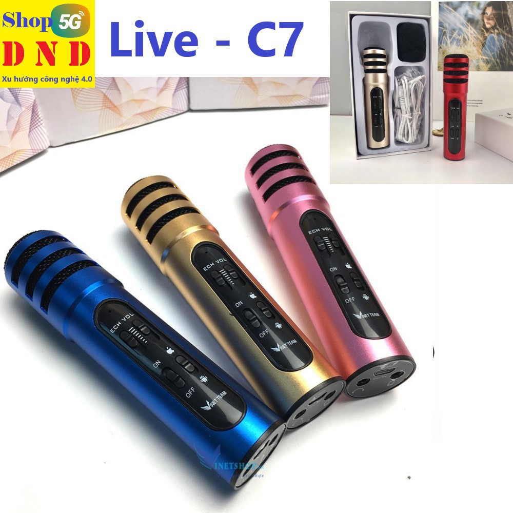 Mic thu âm - Livestream C7 nhỏ gọn sử dụng pin sạc di động dễ dàng, thu âm hay, hát tốt. Câu lạc bộ online