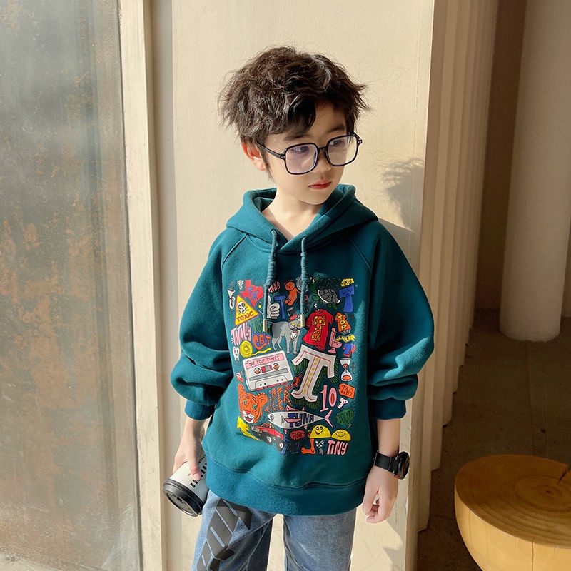 Áo Khoác Hoodie Dáng Rộng Thời Trang Thu Đông Mới Dành Cho Bé Trai