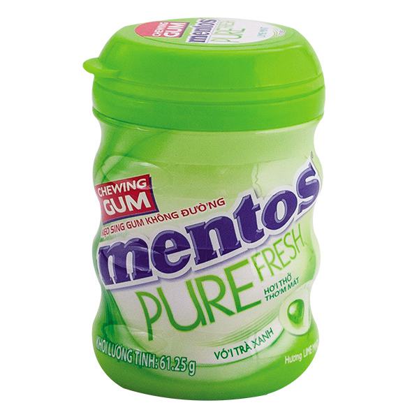 Kẹo Cao Su Mentos Pure Fresh Chanh & Bạc Hà Không Đường Hũ 61.25G