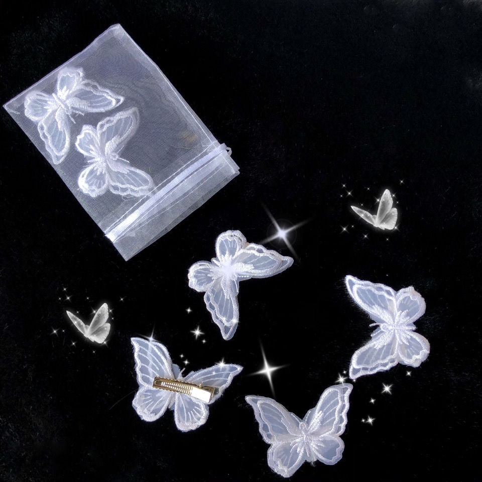 Pearl Embroidery Butterfly Hairclips