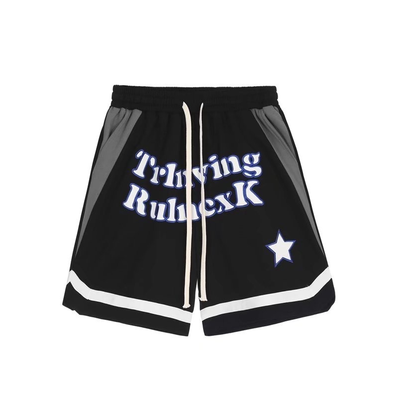 Quần Short Dây Rút Ống Rộng In Chữ Thời Trang Hàn Quốc Cho Nam