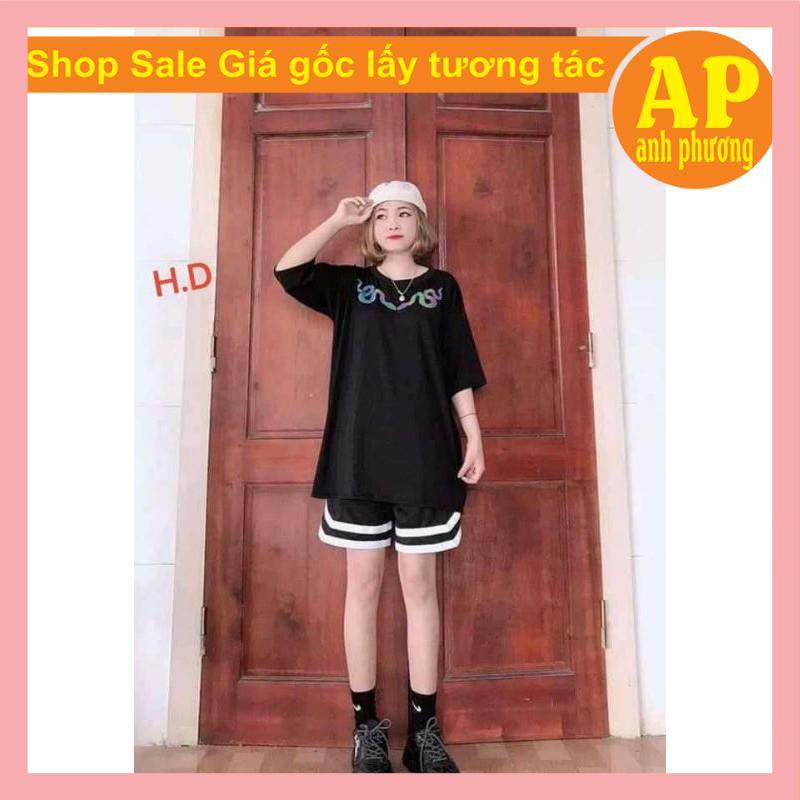 sét đồ nữ áo phản quang Rắn + quần đùi V, form thụng tay lỡ unisex giá rẻ