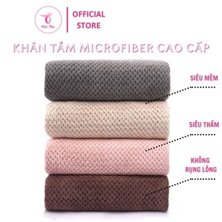 Khăn tắm sợi microfiber cỡ lớn, khăn lau lông mềm mịn, siêu thấm hút nước 70x140 cm, nhiều màu - Việt thư