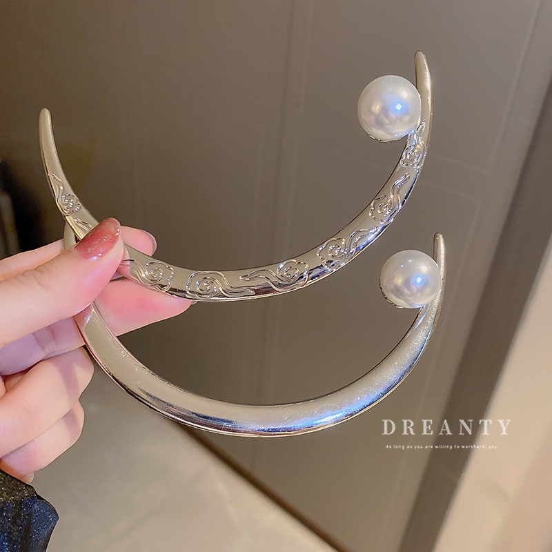 Kẹp Tóc Kim Loại Đính Ngọc Trai Phong Cách Trung Hoa Mới