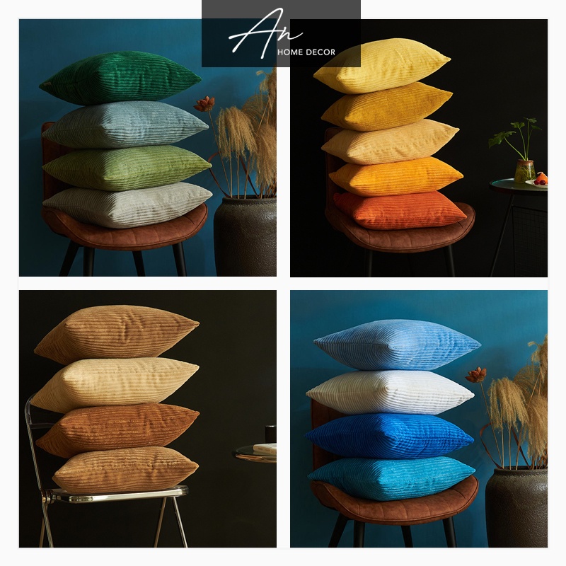 Vỏ bao gối tựa nhung tăm sofa vuông 45*45 4 mùa Xuân Hạ Thu Đông