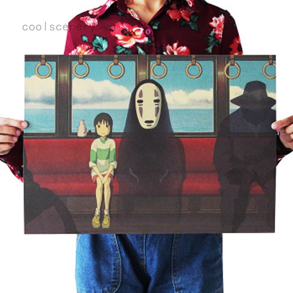 Poster trang trí nội thất hình phim hoạt hình Spirited Away 51x35.5cm