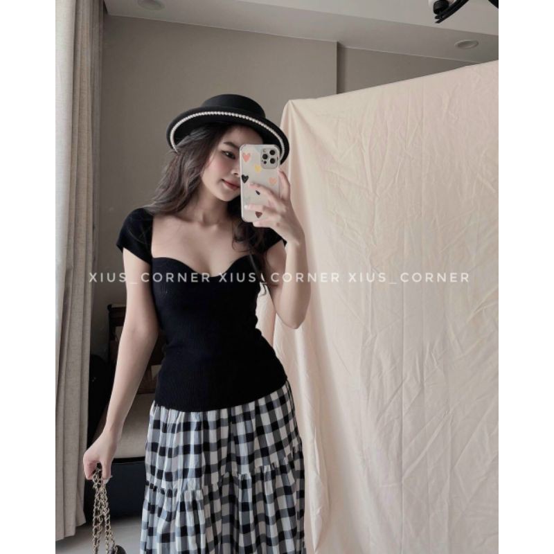 Áo len motoghi cổ vuông hàng QC