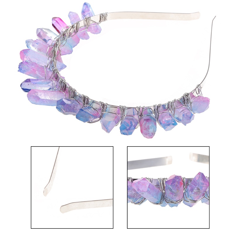 Vương Miện Cài Tóc Bằng Hợp Kim Đính Pha Lê Giả Màu Cầu Vồng Phong Cách Bohemian Vintage Cho Cô Dâu