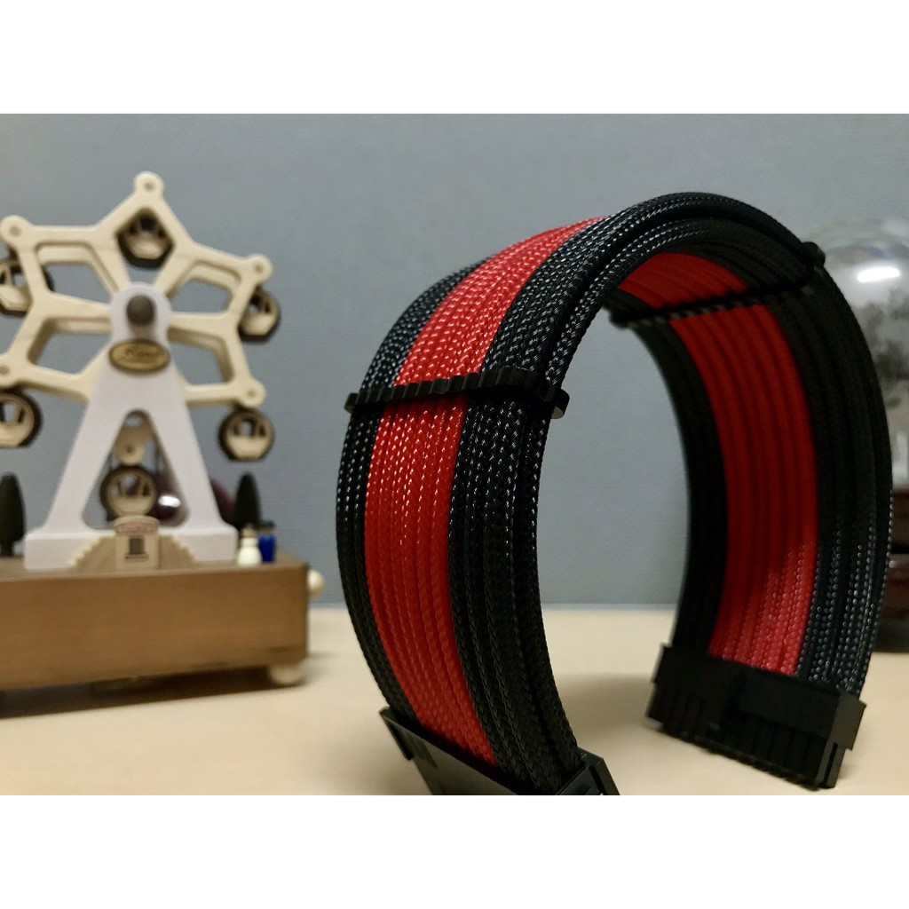 DÂY NGUỒN BỌC LƯỚI CUSTOM CAO CẤP ĐỎ ĐEN