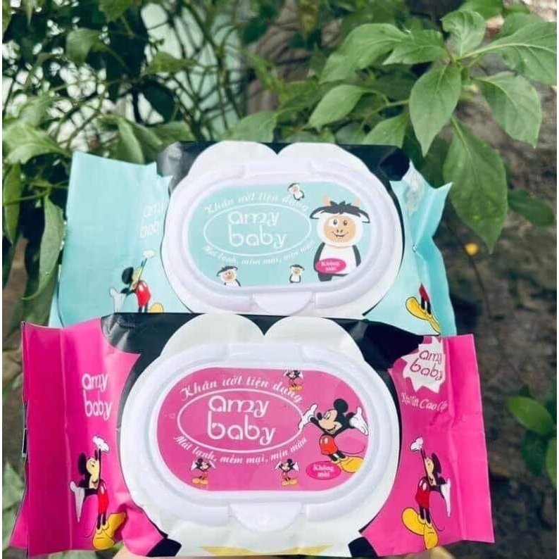 Combo 12 gói khăn ướt không mùi AmyBaby kháng khuẩn cao cấp(gói 80)
