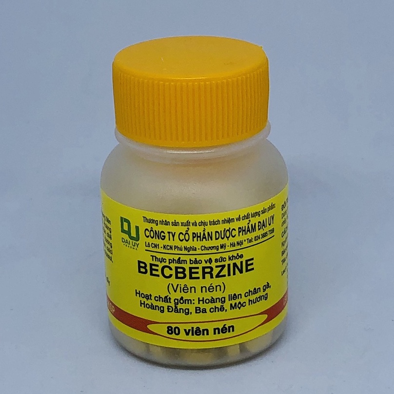 BECBERZINE - Hộp 80 viên nén - Hỗ trợ giảm đau bụng, đi ngoài, rối loạn tiêu hoá, tiêu chảy
