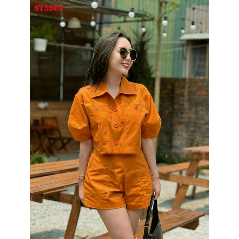 (Free Ship) STES TUYẾT MƯA ÁO SƠ MI TAY LỠ CÁCH TÂN DÁNG NGẮN PHỐI QUẦN SHORT CÙNG MÀU TRẺ TRUNG ĐẸP XUẤT SẮC UP Shop VL