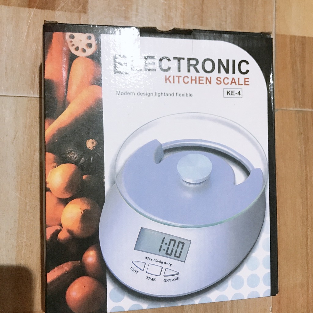 Cân Điện Tử Electronic KE-4 5kg 5000g 1g, Dùng Trong Nhà Bếp , Cân Thuốc Làm Tóc, Mặt Kính Trong Suốt