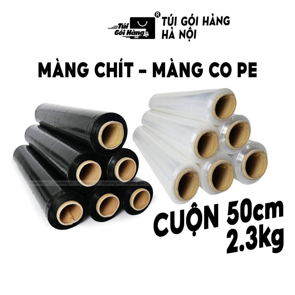 Màng Co, Màng Chít PE Trong/ Đen Cuộn 50cm 2.3kg Gói Hàng - Giao Hỏa Tốc