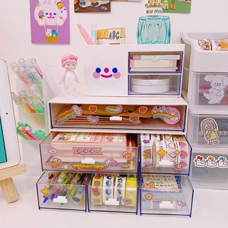 [ Mua Kèm Sticker 0đ ] Kệ Để Bàn Trong Suốt 1 2 3 Ngăn Kéo Đa Năng Có Thể Xếp Lên Nhau Thành Tủ Mini