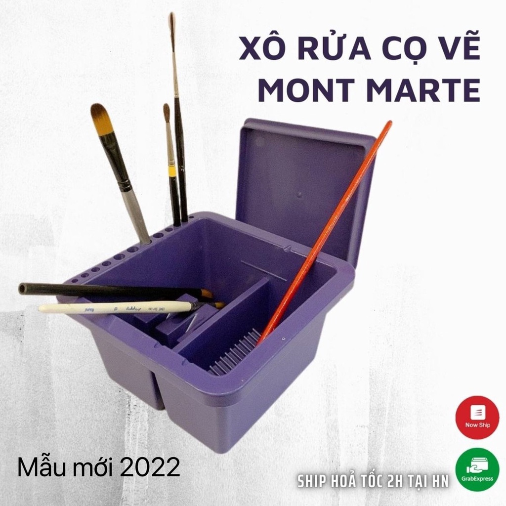 Xô rửa Cọ vẽ Mont Marte 2 Ngăn Nhựa vuông Đa năng