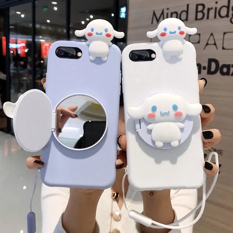 Ốp Điện Thoại Silicon Mềm Có Gương Trang Điểm Hoạt Hình Cho Apple 7plus iPhone7/8