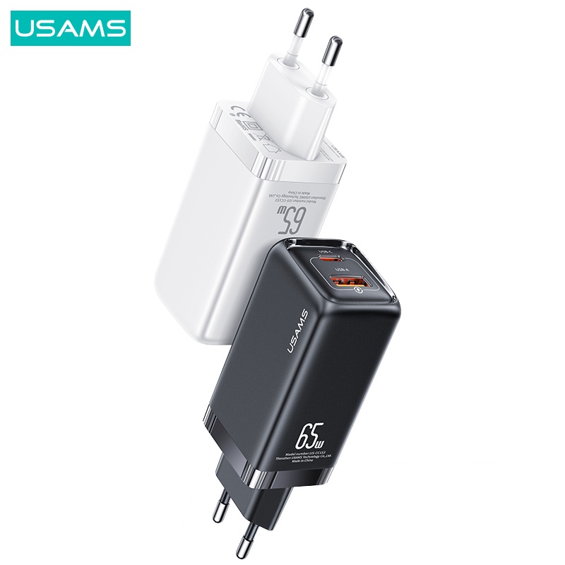Cốc Sạc Nhanh USAMS PD 65W QC3.0 FCP AFC Phích Cắm EU Tiện Dụng Cho Điện Thoại / Máy Tính Bảng / Laptop